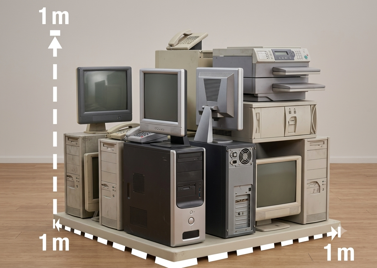 Variedad de equipos electrónicos: computadores, monitores, servidores